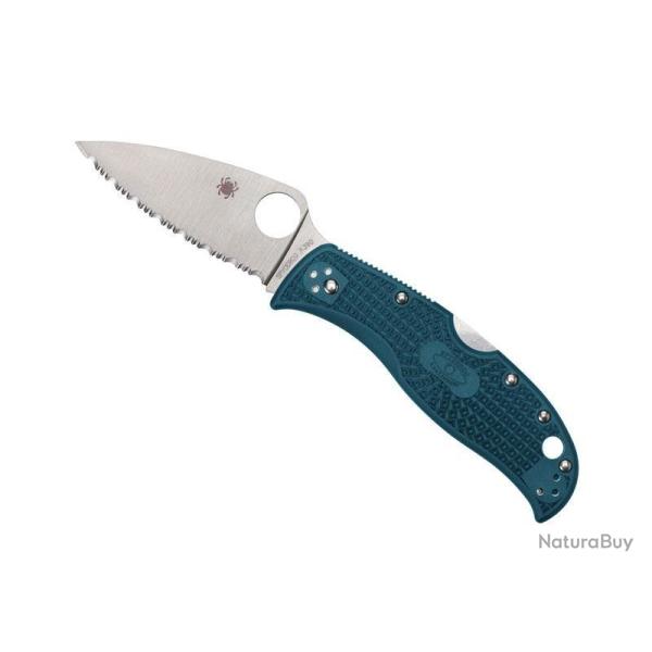 COUTEAU SPYDERCO LEAFJUMPER K390 BLEU A DENTS