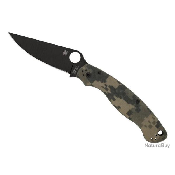COUTEAU SPYDERCO MILITARY 2 G10 CAMO LAME NOIRE