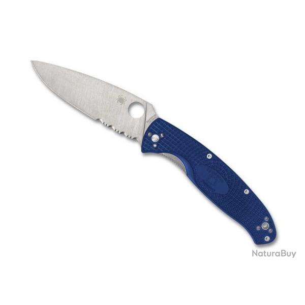 COUTEAU SPYDERCO RESILIENCE BLEU SEMI-DENTEE