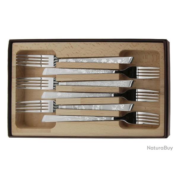 COFFRET 6 FOURCHETTES INOX DECOR NATURA