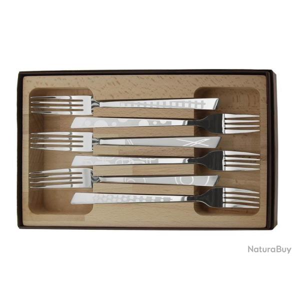 COFFRET 6 FOURCHETTES INOX DECOR MAISON