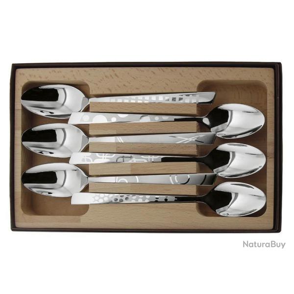 COFFRET 6 CUILLERS TABLE INOX DECOR MAISON