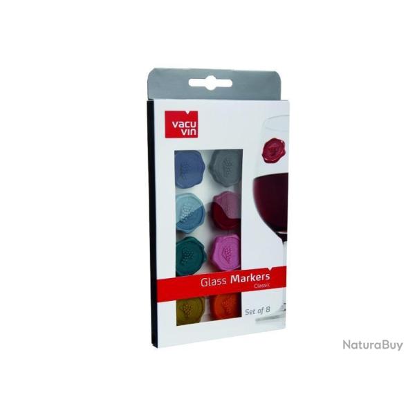 JEU 8 MARQUE-VERRES VACU VIN CEPAGES
