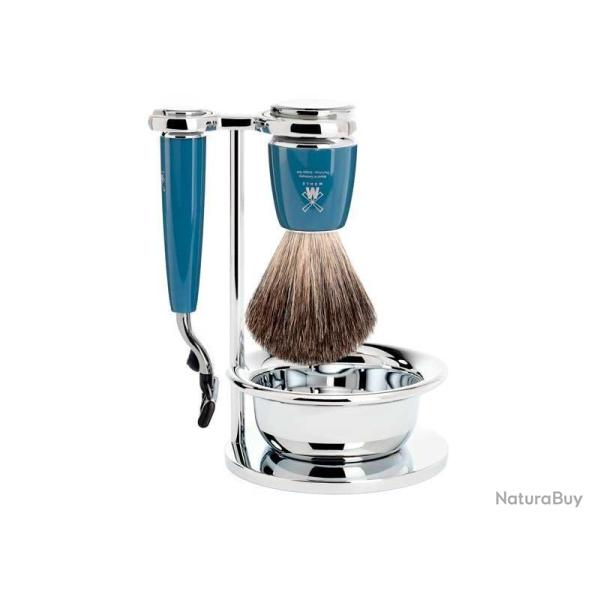 SET 4 P. MUHLE RYTMO BLEU PETROLE MACH3 PUR NOIR