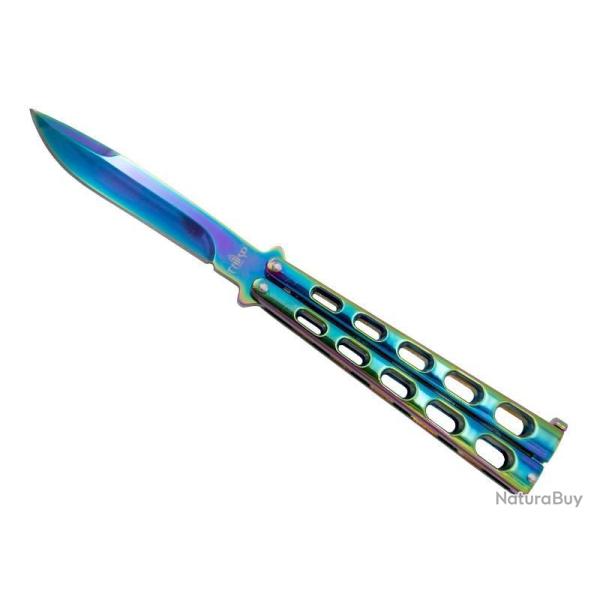 COUTEAU PAPILLON THIRD ARC-EN-CIEL 12,5CM INOX