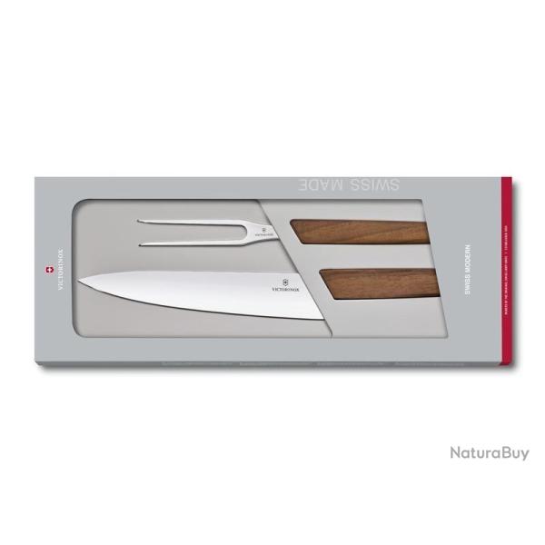 COFFRET DECOUPER VICTORINOX 2P SWISS MODERN NOYER
