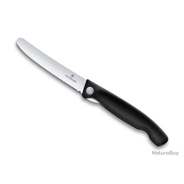 COUTEAU OFFICE PLIANT VICTORINOX SWISSCLASSIC 11CM NOIR A DENTS