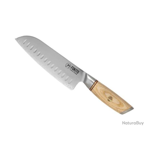 COUTEAU SANTOKU FUKITO 18CM ALVEOLE PAKKA SAN MAI