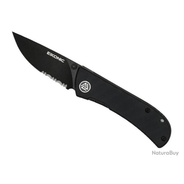 COUTEAU EIKONIC FAIRWIND G10 NOIR PVD SEMI-DENTEE