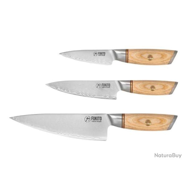 COFFRET 3 COUTEAUX FUKITO PAKKA SAN MAI (CHEF + UNIVERSEL + OFFICE)