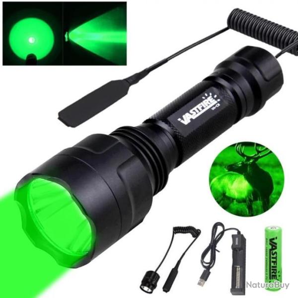Lampe tactique de chasse vert ou rouge rechargeable led chasse airsoft SUPER PROMO