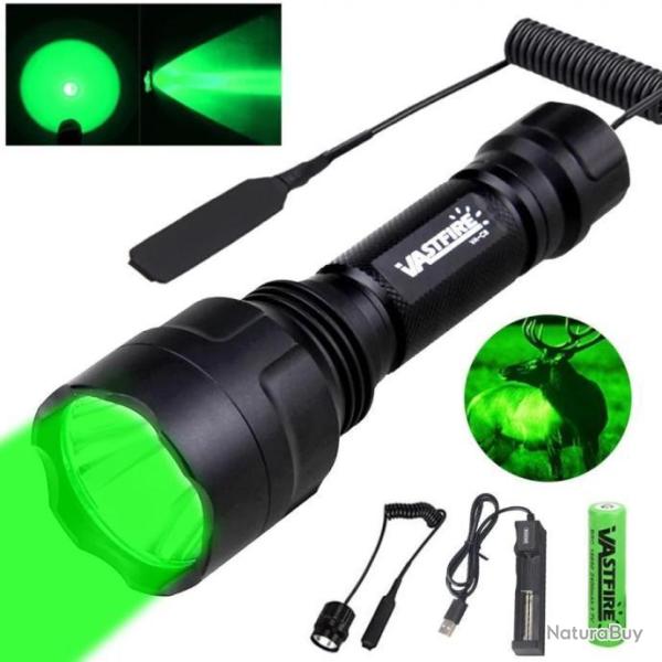 Lampe tactique de chasse vert ou rouge rechargeable led chasse airsoft SUPER PROMO