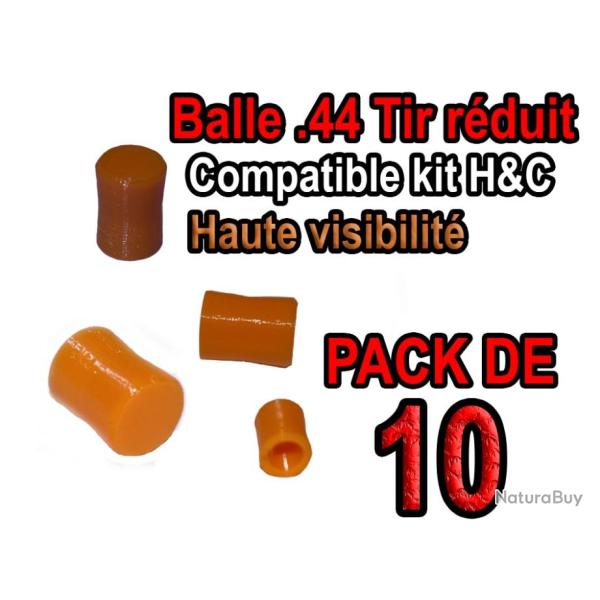 Balle tir r�duit .44 ogive compatible kit H&C orange haute visibilit� - Pack de 10 - Bast3D