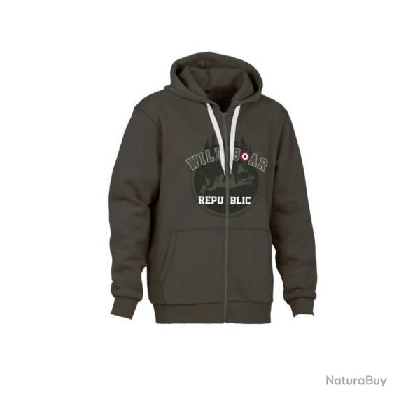 SWEAT SHIRT AVEC ZIP A CAPUCHE WILD BOAR REPUBLIC