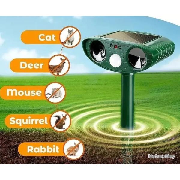 R�pulsif Ultrasonique Solaire �tanche Rechargeable  pour Animaux Ferme LIVRAISON OFFERTE