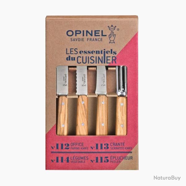 COFFRET 3 COUTEAUX + EPLUCHEUR OPINEL H�TRE