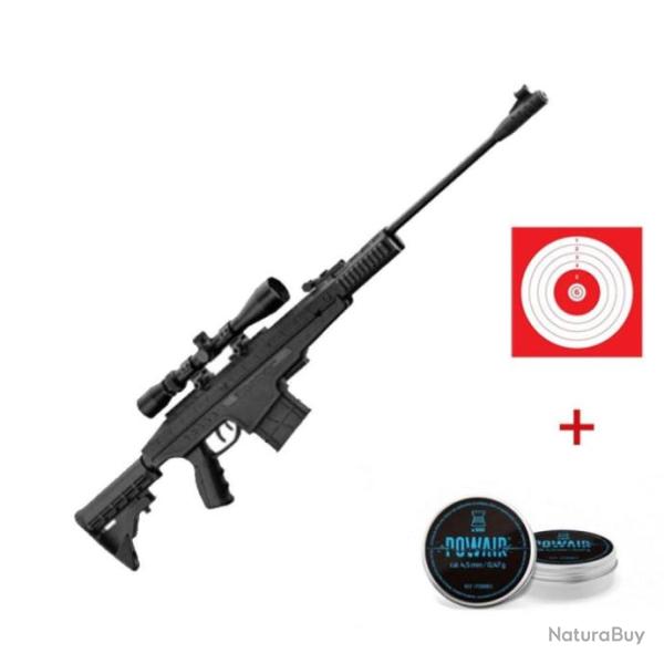 Pack Carabine � plomb BO Manufacture Tactique Pendleton + Lunette 3-9x40 - Cal. 4,5 - 19.9 Joules / 