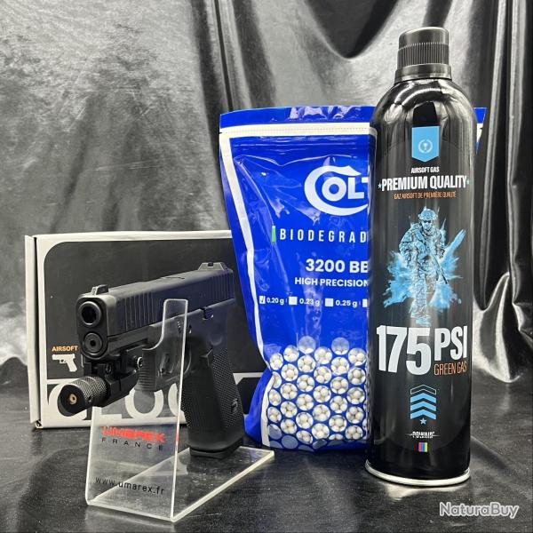 Pack laser pr�t � tirer GLOCK 45 - 6MM Airsoft - Gaz - Umarex