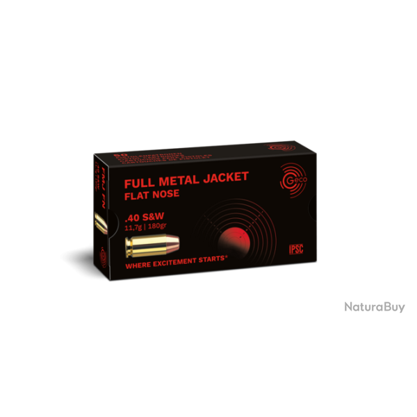 Munitions GECO FMJ CALIBRE .40 S&W 180 GRS BOTE DE 50 10 boites ( 500 munitions)