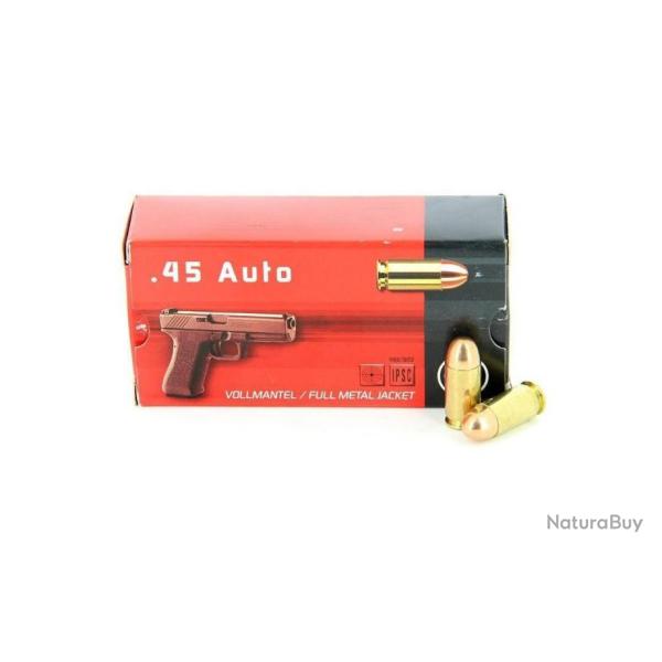 LOT DE 5 BOITES GECO CAL. .45 AUTO FMJ 230GR 14,9 G BTE 50