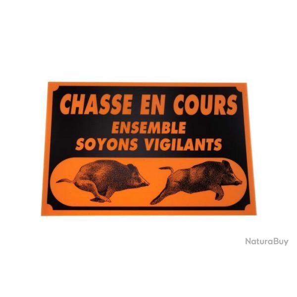 Panneau de signalisation Januel Chasse en cours tir � balle - 40 x 60 cm