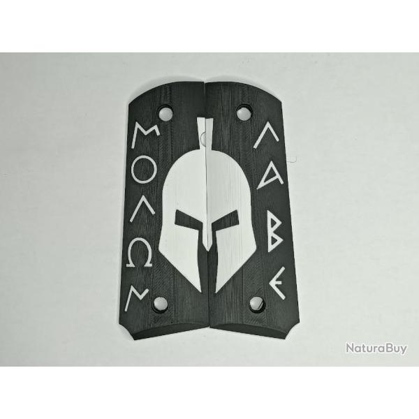 Paire de plaquettes 1911 style Molon Labe Noir et Blanc