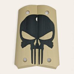 Paire de plaquettes 1911 style Punisher Tan et Noir
