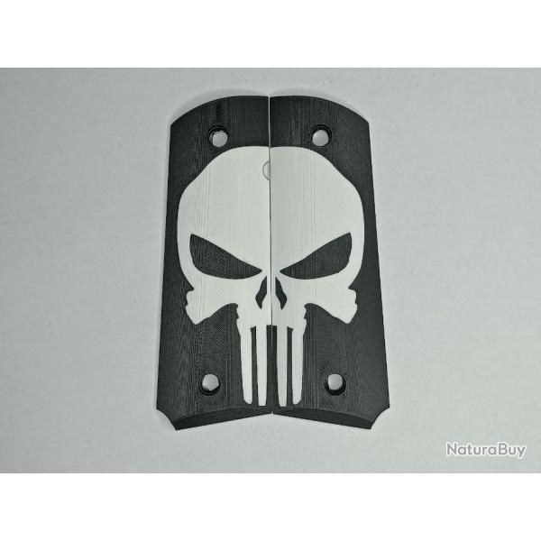 Paire de plaquettes 1911 style Punisher Noir et Blanc