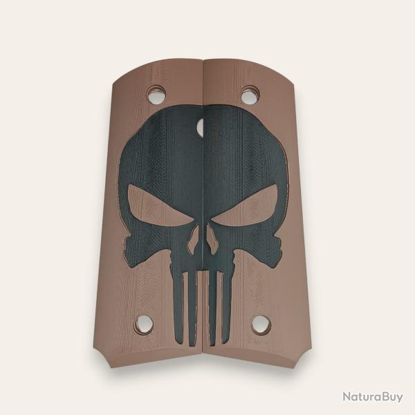 Paire de plaquettes 1911 style Punisher Marron et Noir