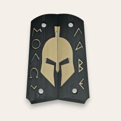 Paire de plaquettes 1911 style Molon Labe Noir et Tan