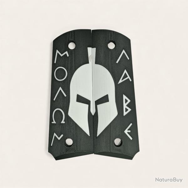 Paire de plaquettes 1911 style Molon Labe Noir et Blanc