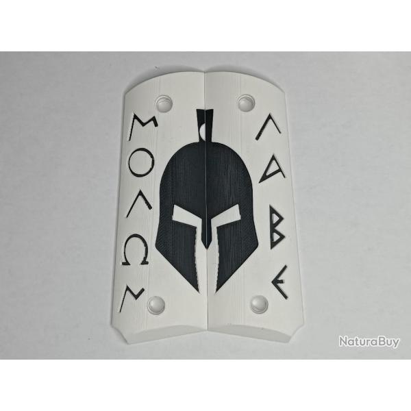 Paire de plaquettes 1911 style Molon Labe Blanc et Noir