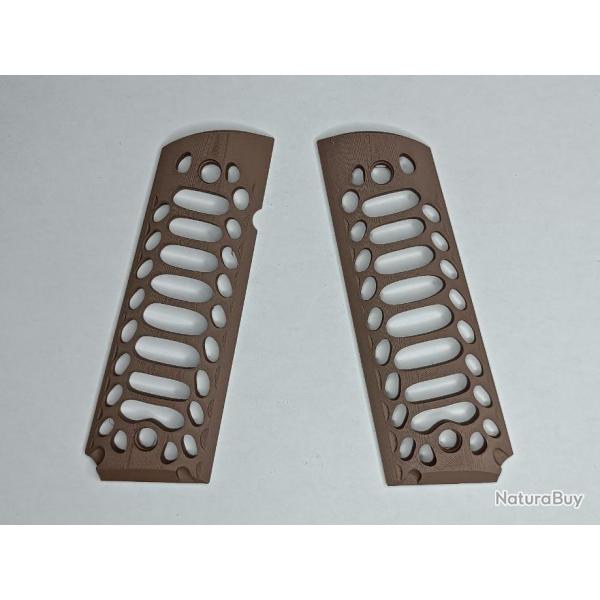 Paire de plaquettes 1911 Squelette Marron