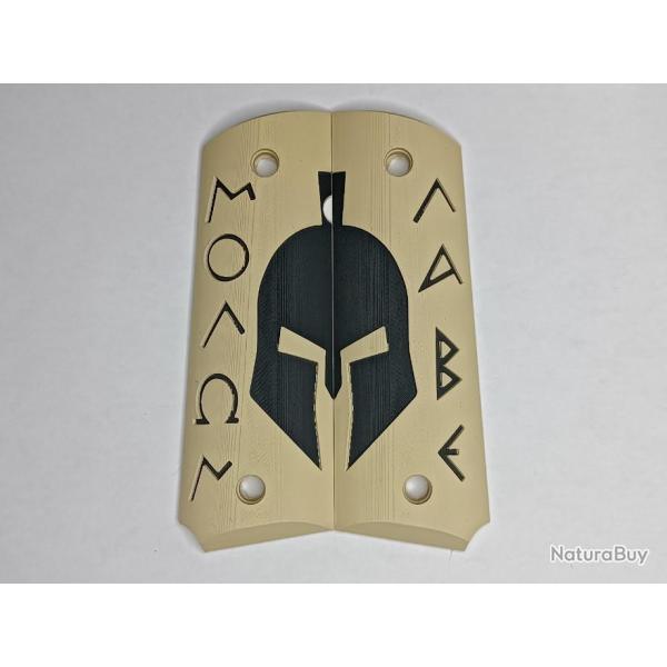 Paire de plaquettes 1911 Molon Labe Tan et Noir