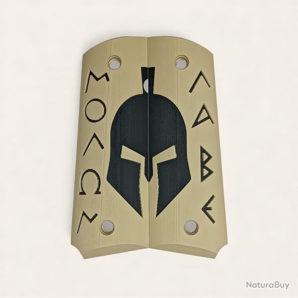 Paire de plaquettes 1911 Molon Labe Tan et Noir