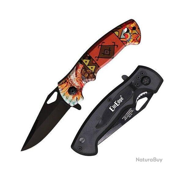 Lot de 3 Couteau Indien ElitEdge Southwest A/O Lame Acier Inox Manche Synthetic Clip EE10765IN