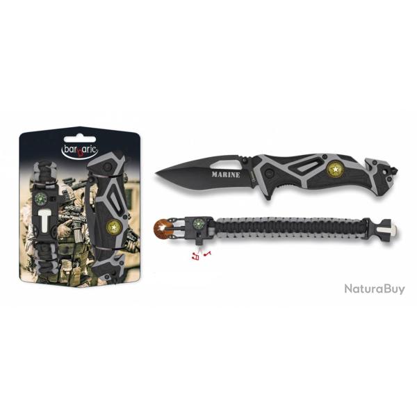 Couteau MARTINEZ ALBAINOX Pliant FOS Marine + Bracelet de Survie Para