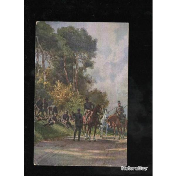 cavalerie de reconnaissance , groupe de uhlans cpa allemande peinture de paul hey