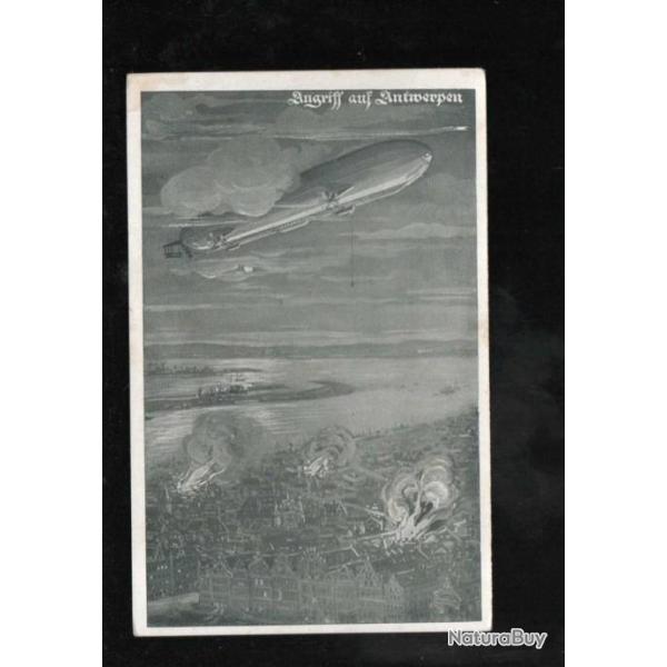 attaque de zeppelin sur anvers carte allemande guerre 14-18