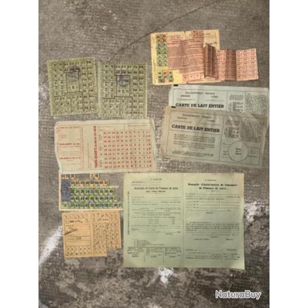 Lot de divers tickets de rationnement