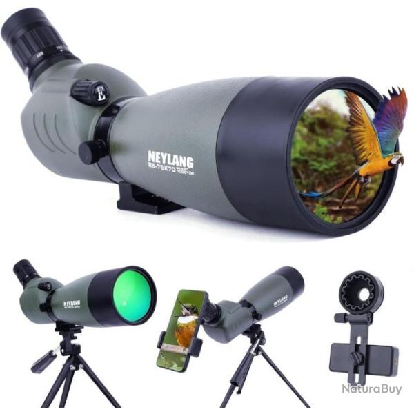 Longue-Vue 25-75x70 Longue-Vues avec Tr�pied, Zoom Etanche BAK4 Prisme pour Observation Tir Chasse