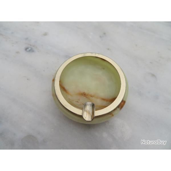 Ancien cendrier en marbre onyx avec monture et pied griffe en laiton dor�e - France (Vers 1960-70)