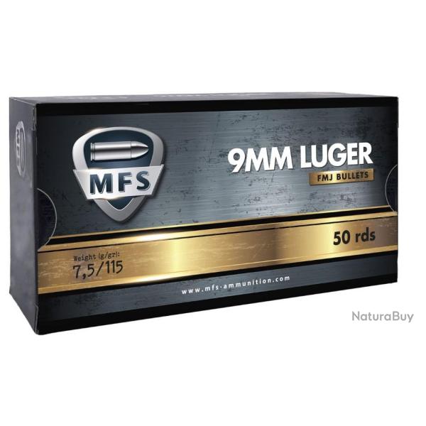 Munition MFS 9x19 FMJ DTX 7.5g 115gr x5 boites - PROMOTION9
