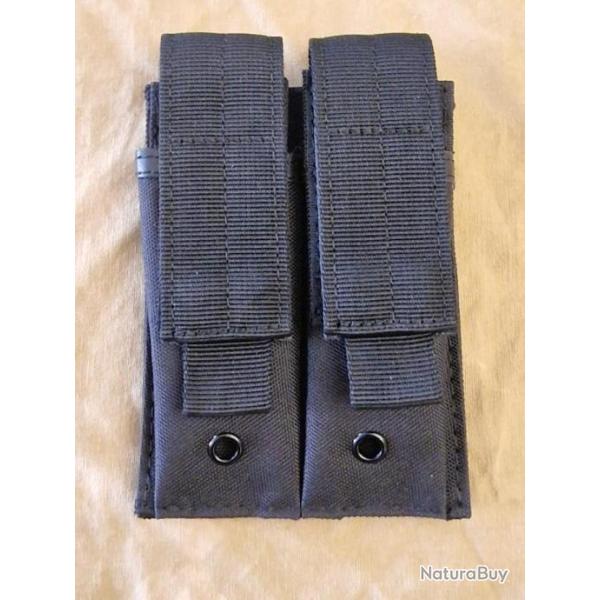 Porte-chargeur double en cordura noir pour pistolet