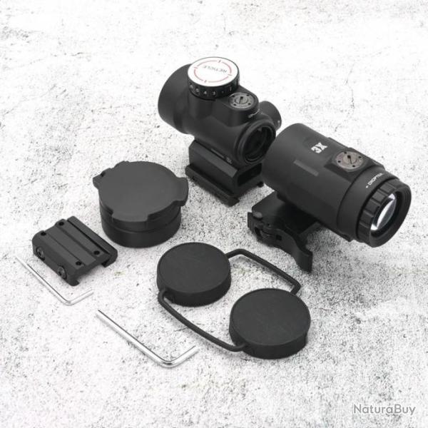 DawnForce MRO HD Red Dot 2 MOA avec Loupe 3x Paiement en 3 ou 4 fois - LIVRAISON GRATUITE !!
