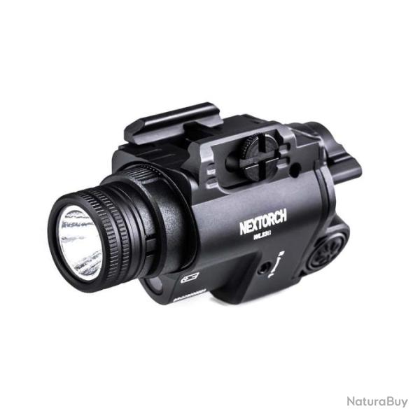 Lampe rechargeable avec pointeur laser vert pour arme de poing WL23 - clairage blanc - 1300 lumens