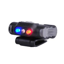 Lampe rechargeable fixation clip UL12 - &eacute;clairage blanc et rouge + strobe rouge/bleu - 17 lumens