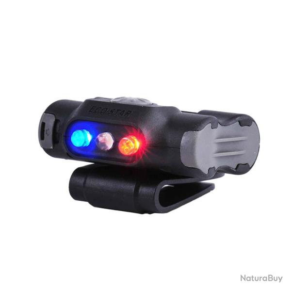 Lampe rechargeable fixation clip UL12 - �clairage blanc et rouge + strobe rouge/bleu - 17 lumens