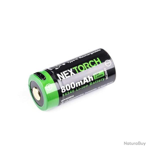 Batterie rechargeable 16340 3.6V 800 mAh avec port USB type-C