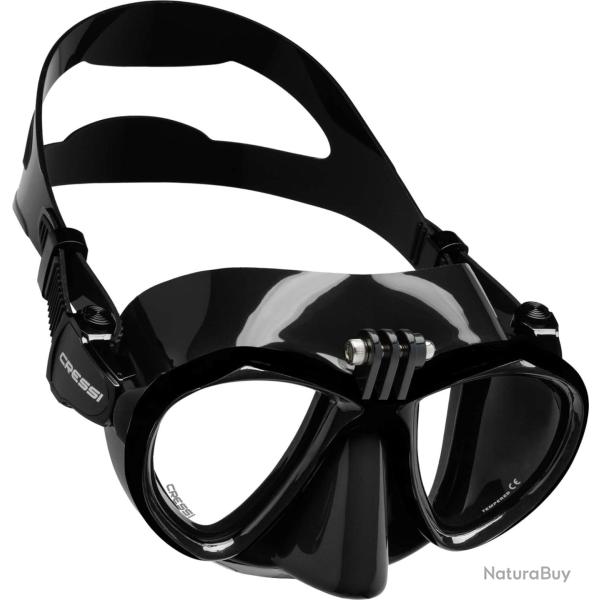 Cressi Metis Mask Black Masque de Plong�e � Volume R�duit pour Action Cam Unisex-Adult, Noir/Noir, T